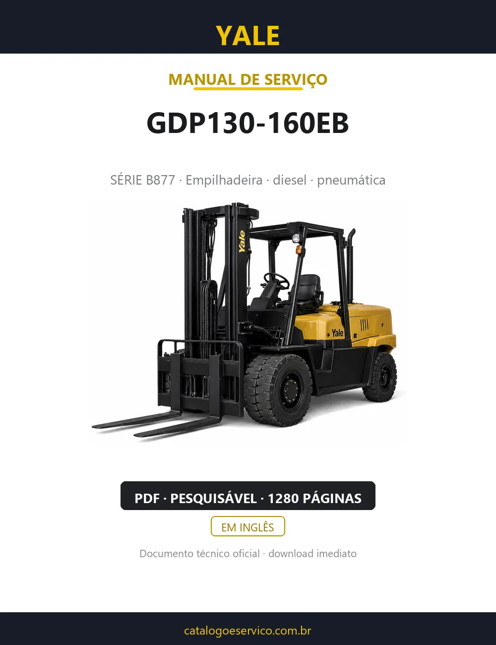 Capa do Manual de Serviço Yale GDP130-160EB — empilhadeira, 1280 páginas em PDF