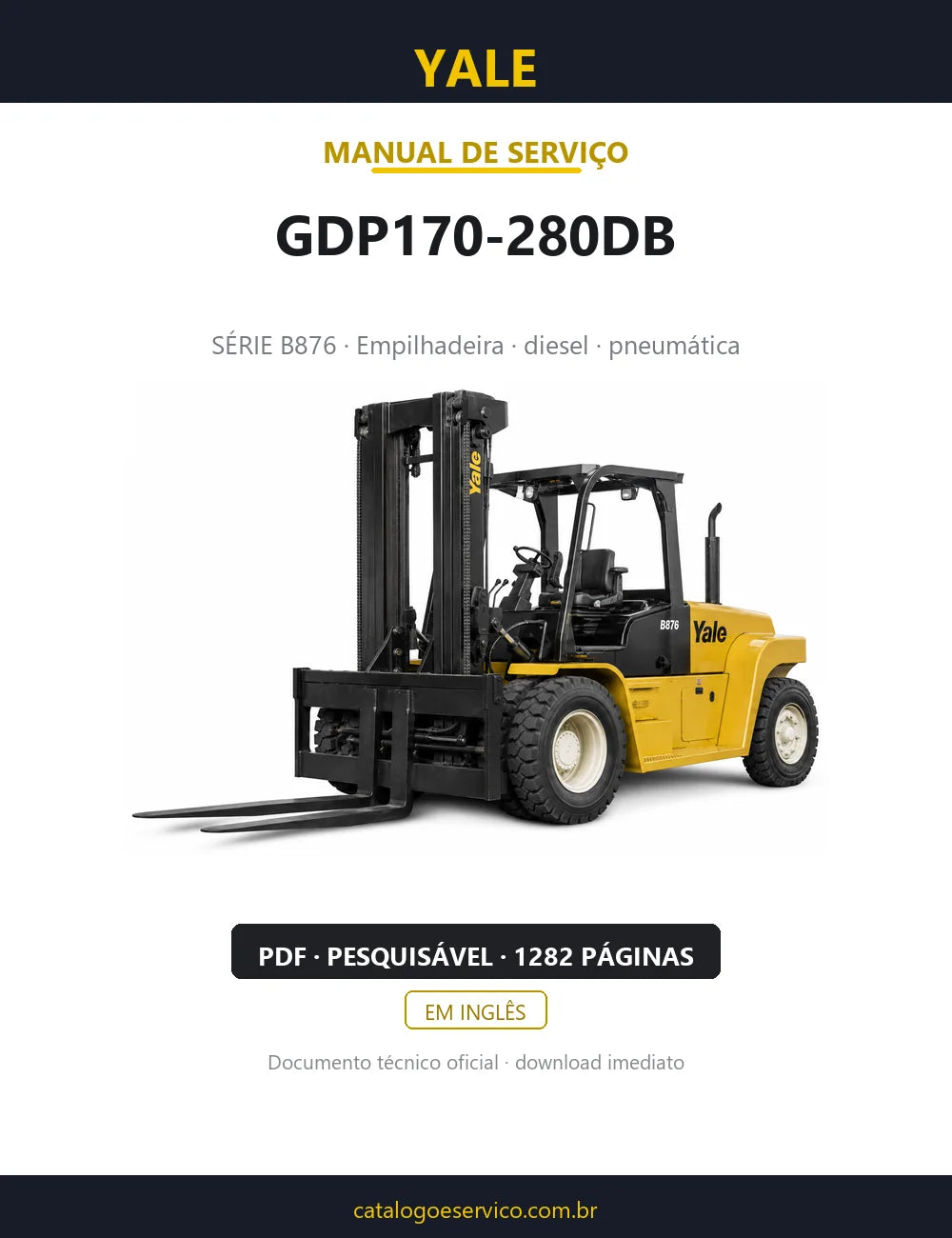 Capa do Manual de Serviço Yale GDP170-280DB — empilhadeira, 1282 páginas em PDF