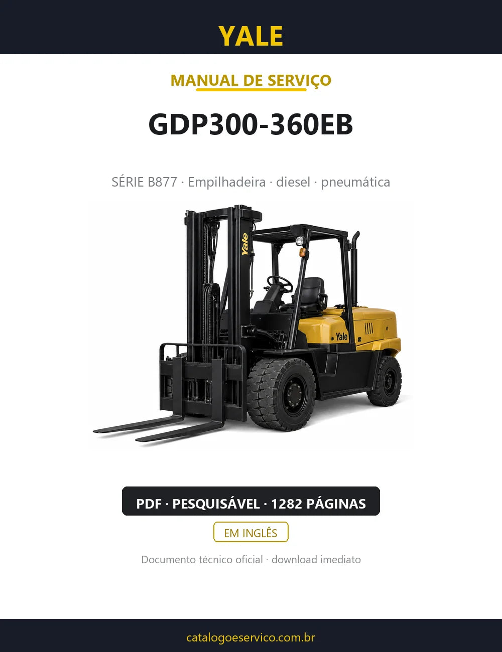 Capa do Manual de Serviço Yale GDP300-360EB — empilhadeira, 1282 páginas em PDF