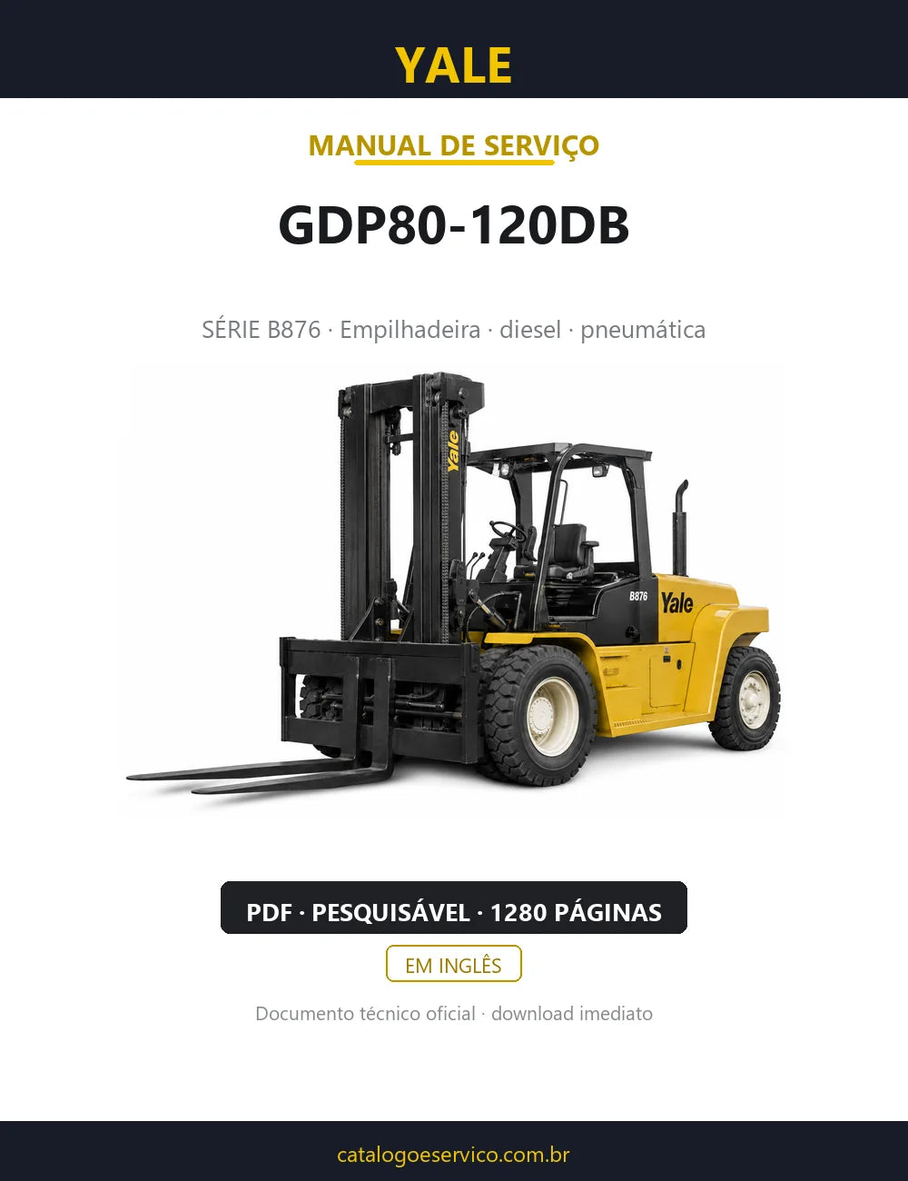 Capa do Manual de Serviço Yale GDP80-120DB — empilhadeira, 1280 páginas em PDF