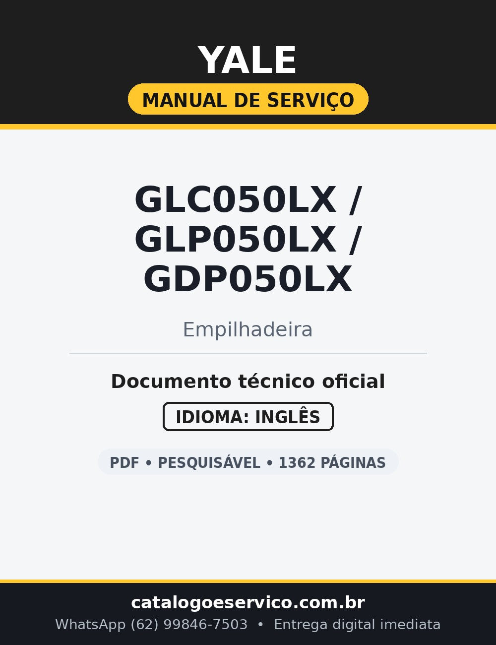 Manual de Serviço Yale GLP050LX / GDP050LX / GLC050LX — Empilhadeira