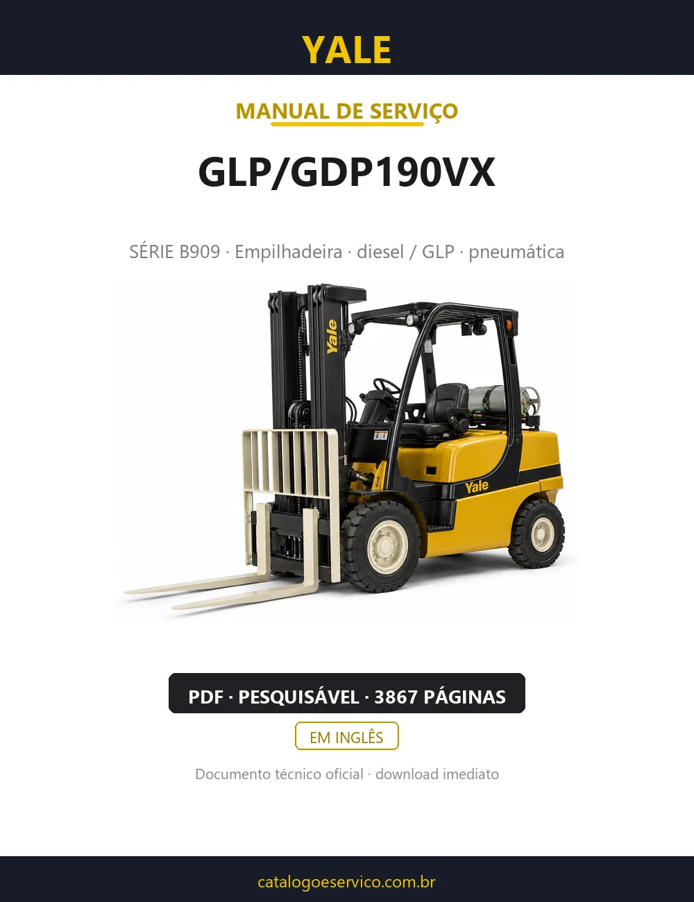 Capa do Manual de Serviço Yale GLP/GDP190VX — empilhadeira, 3867 páginas em PDF