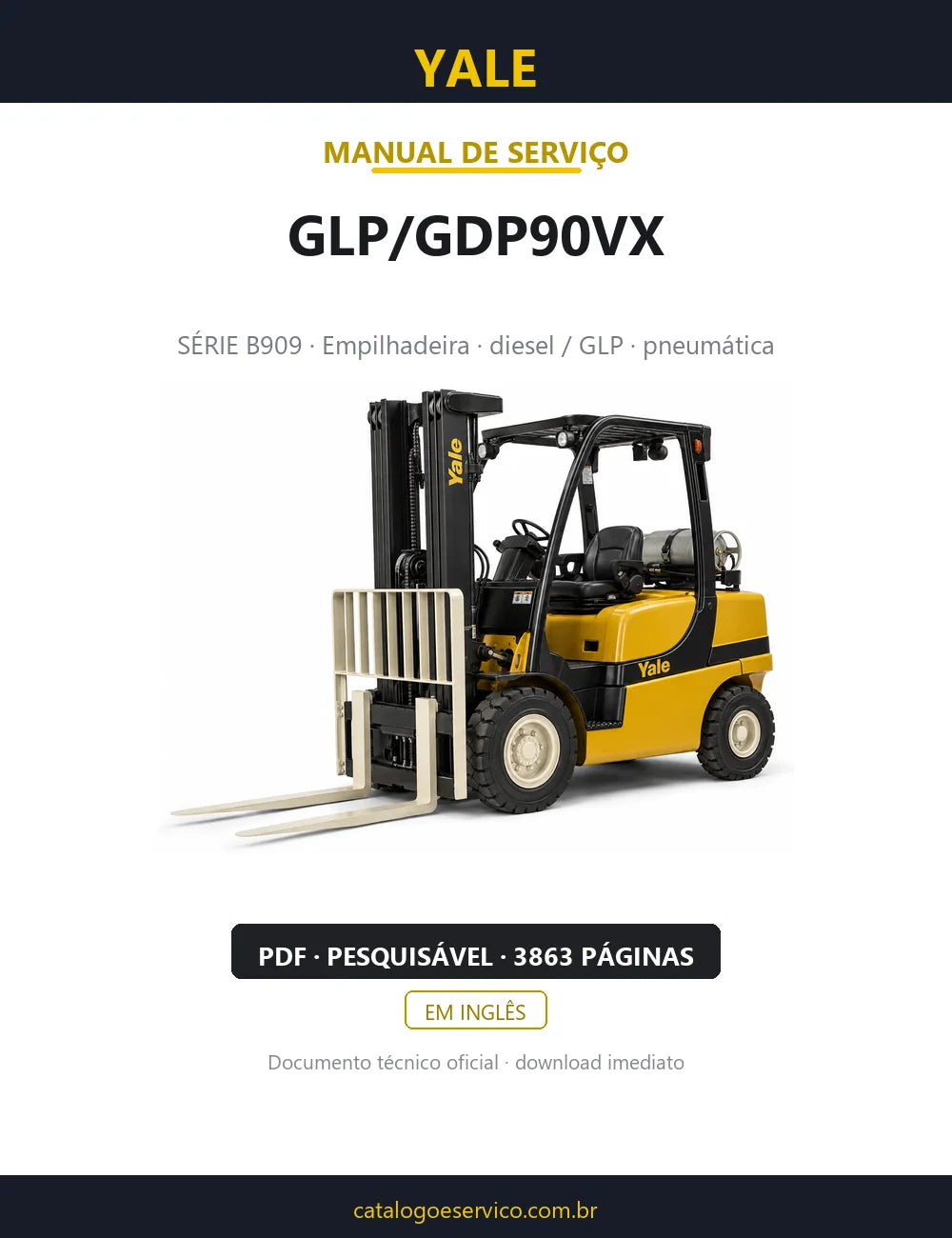 Capa do Manual de Serviço Yale GLP/GDP90VX — empilhadeira, 3863 páginas em PDF