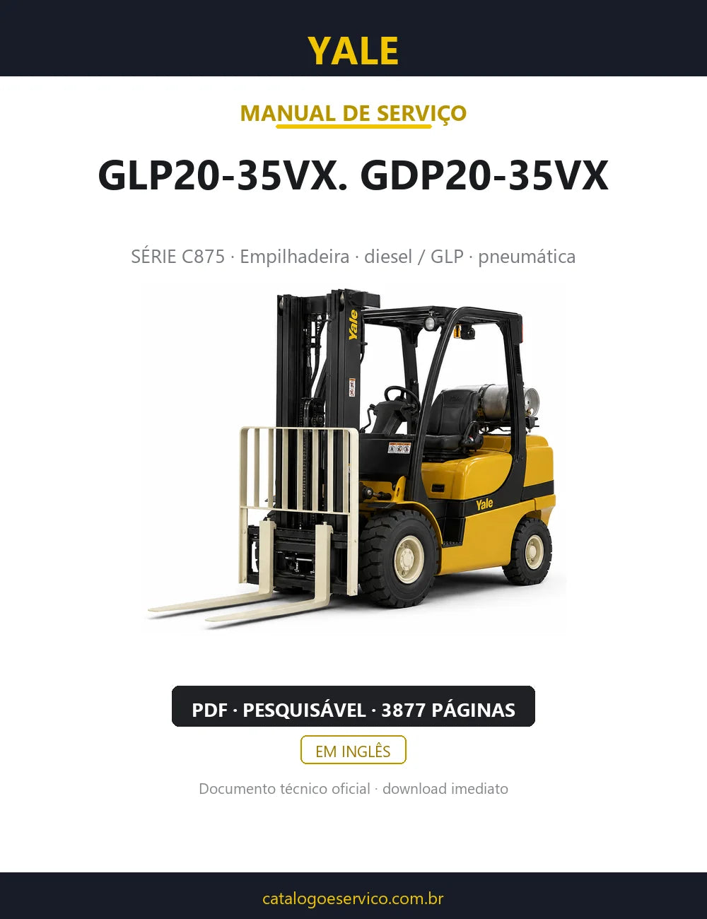Capa do Manual de Serviço Yale GLP20-35VX. GDP20-35VX — empilhadeira, 3877 páginas em PDF