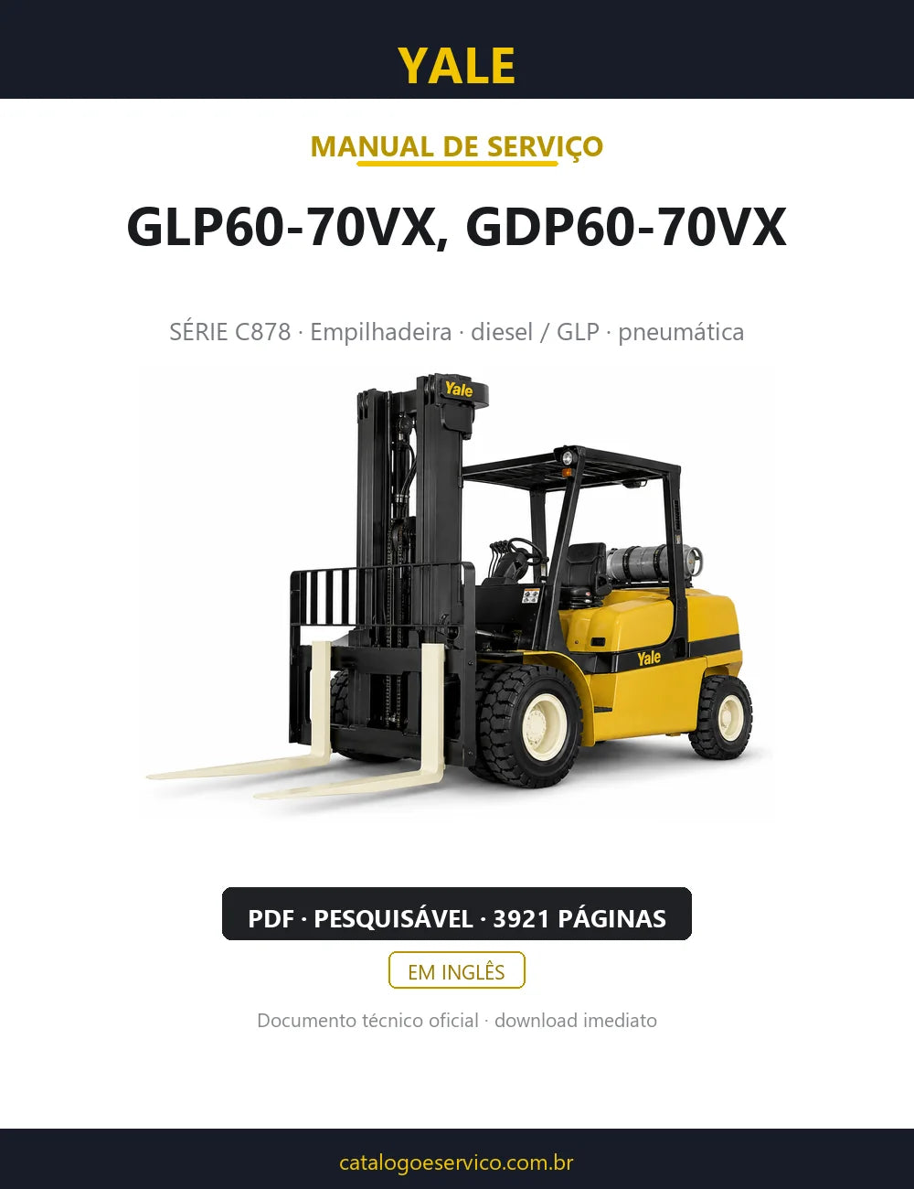 Capa do Manual de Serviço Yale GLP60-70VX, GDP60-70VX — empilhadeira, 3921 páginas em PDF