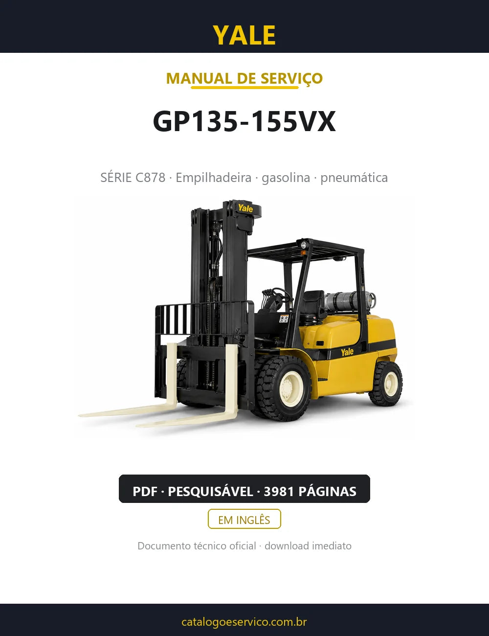 Capa do Manual de Serviço Yale GP135-155VX — empilhadeira, 3981 páginas em PDF