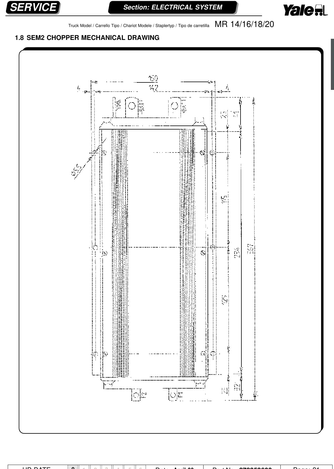 Página interna do Manual de Serviço Yale MR14-MR20 série B849 — diagrama 1
