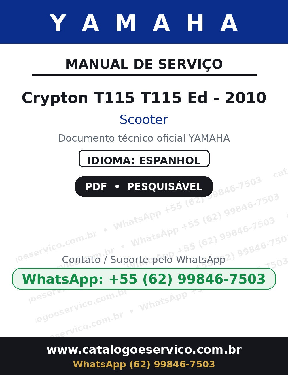 YAMAHA Crypton T115 T115 Ed - 2010 — Manual de Serviço