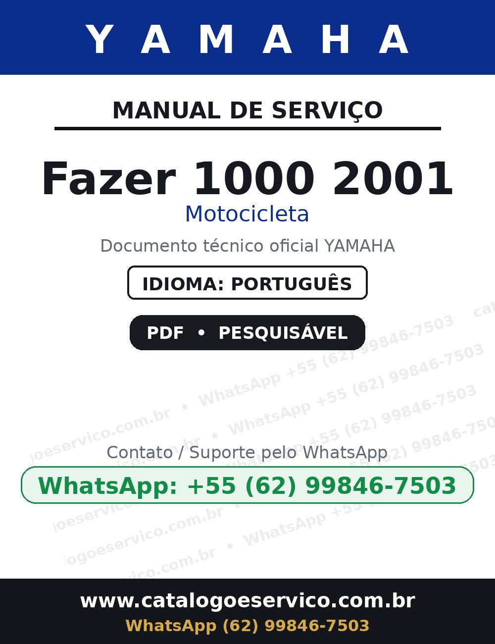 YAMAHA Fazer 1000 2001 — Manual de Serviço