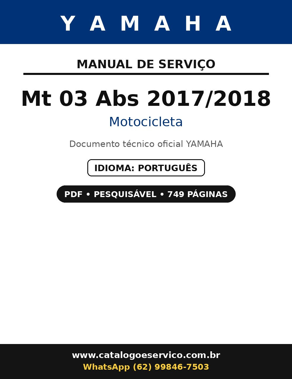 Manual De Serviço Yamaha Mt 03 Abs 2017/2018