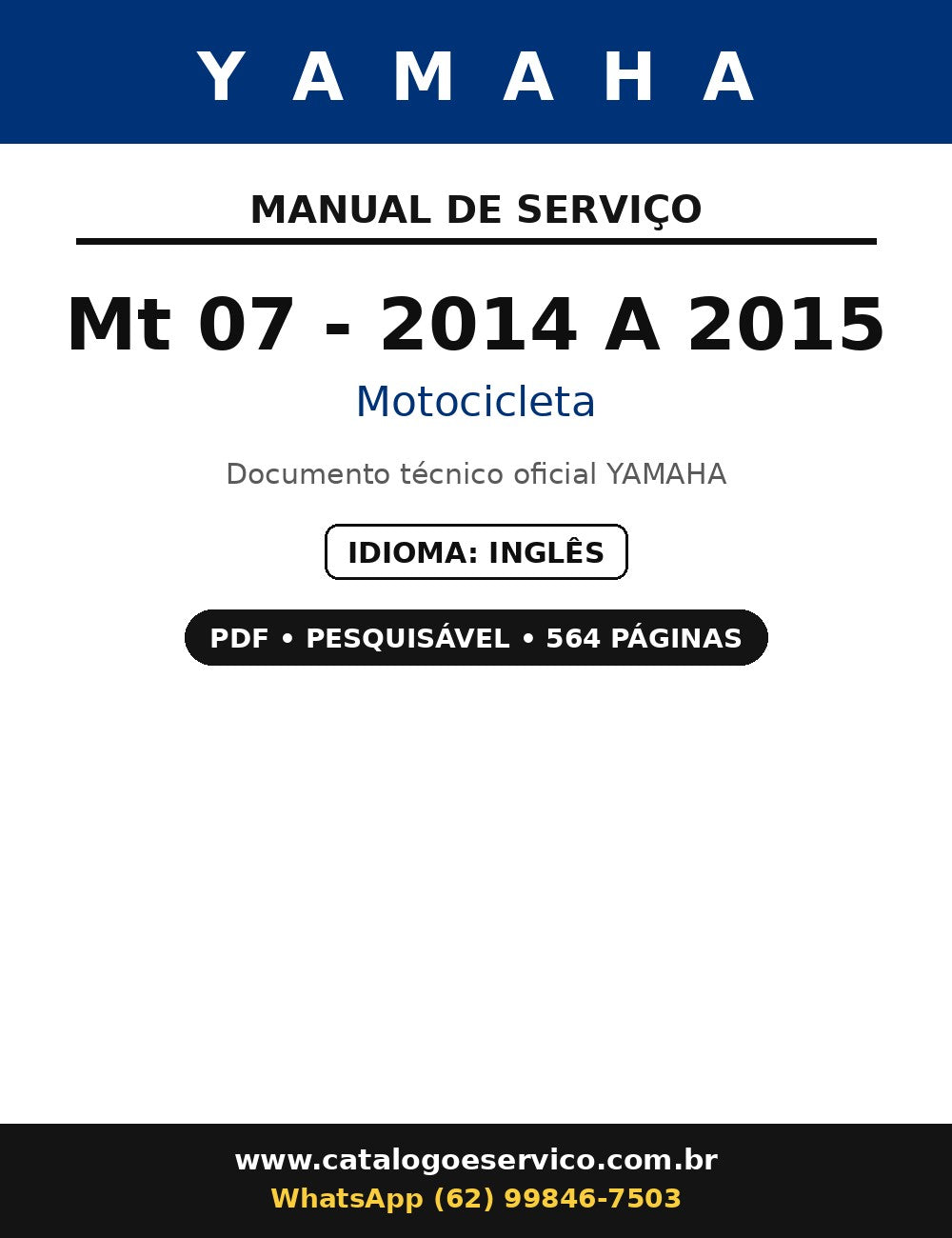 Manual De Serviço Yamaha Mt 07 - 2014 A 2015