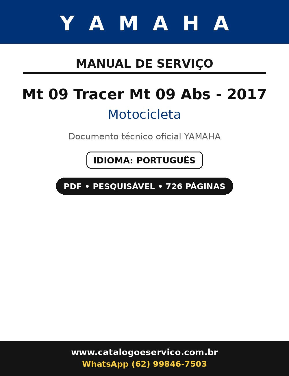 Manual De Serviço Yamaha Mt 09 Tracer Mt 09 Abs - 2017