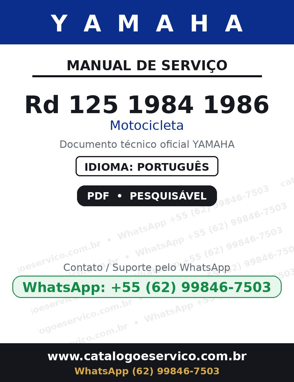 YAMAHA Rd 125 1984 1986 — Manual de Serviço