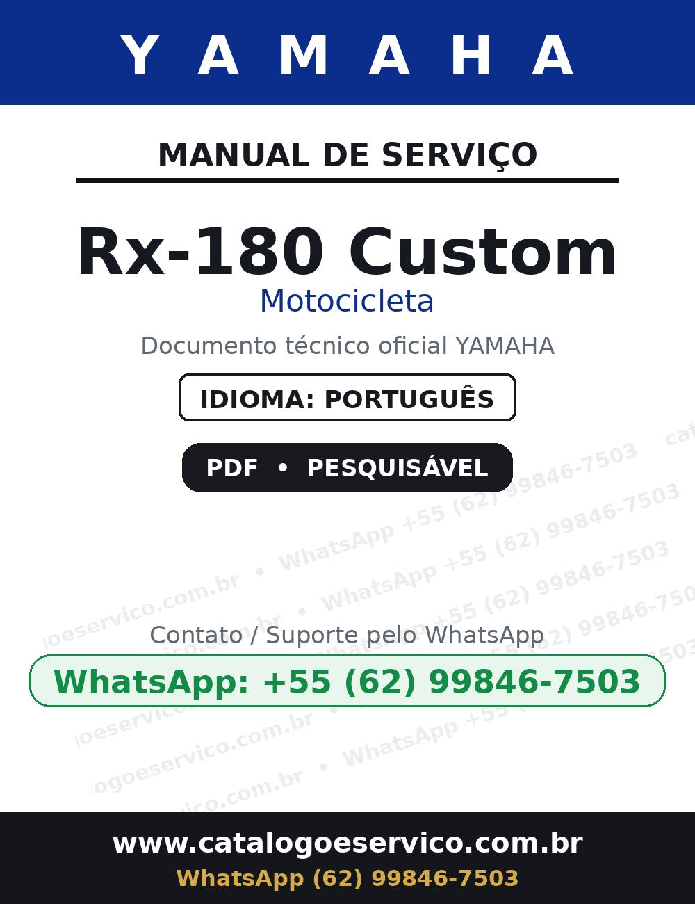 YAMAHA Rx-180 Custom — Manual de Serviço
