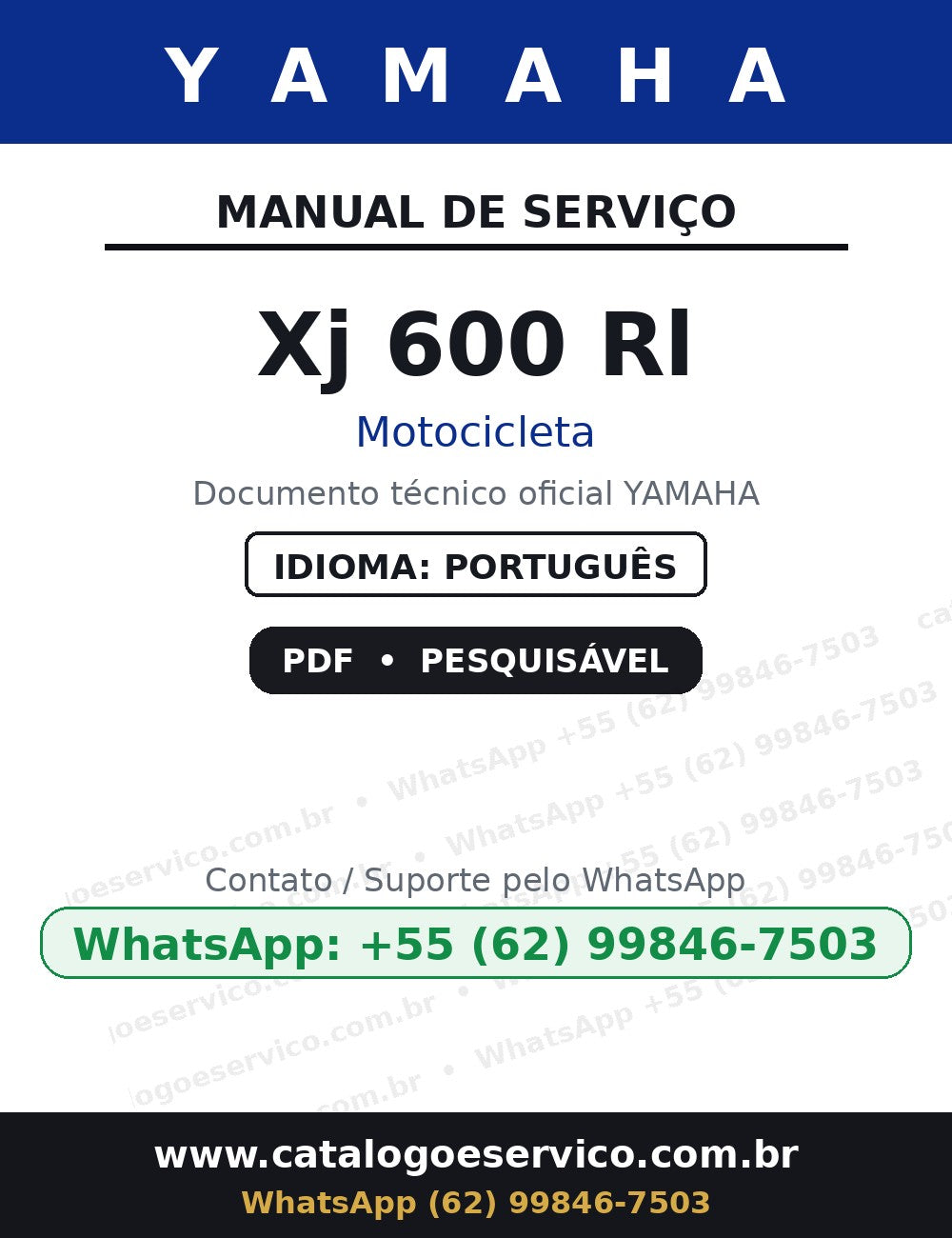 YAMAHA Xj 600 Rl — Manual de Serviço