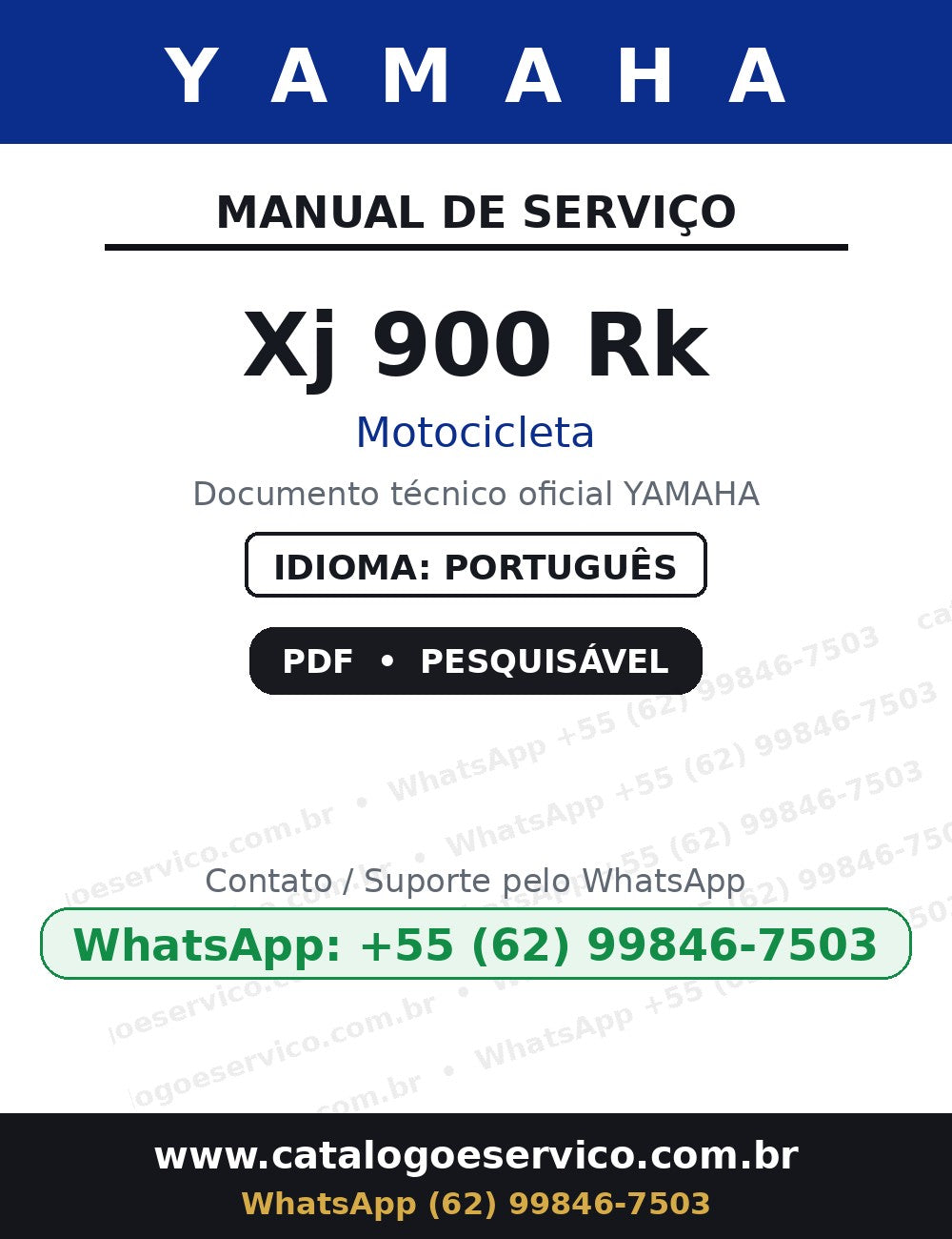 YAMAHA Xj 900 Rk — Manual de Serviço