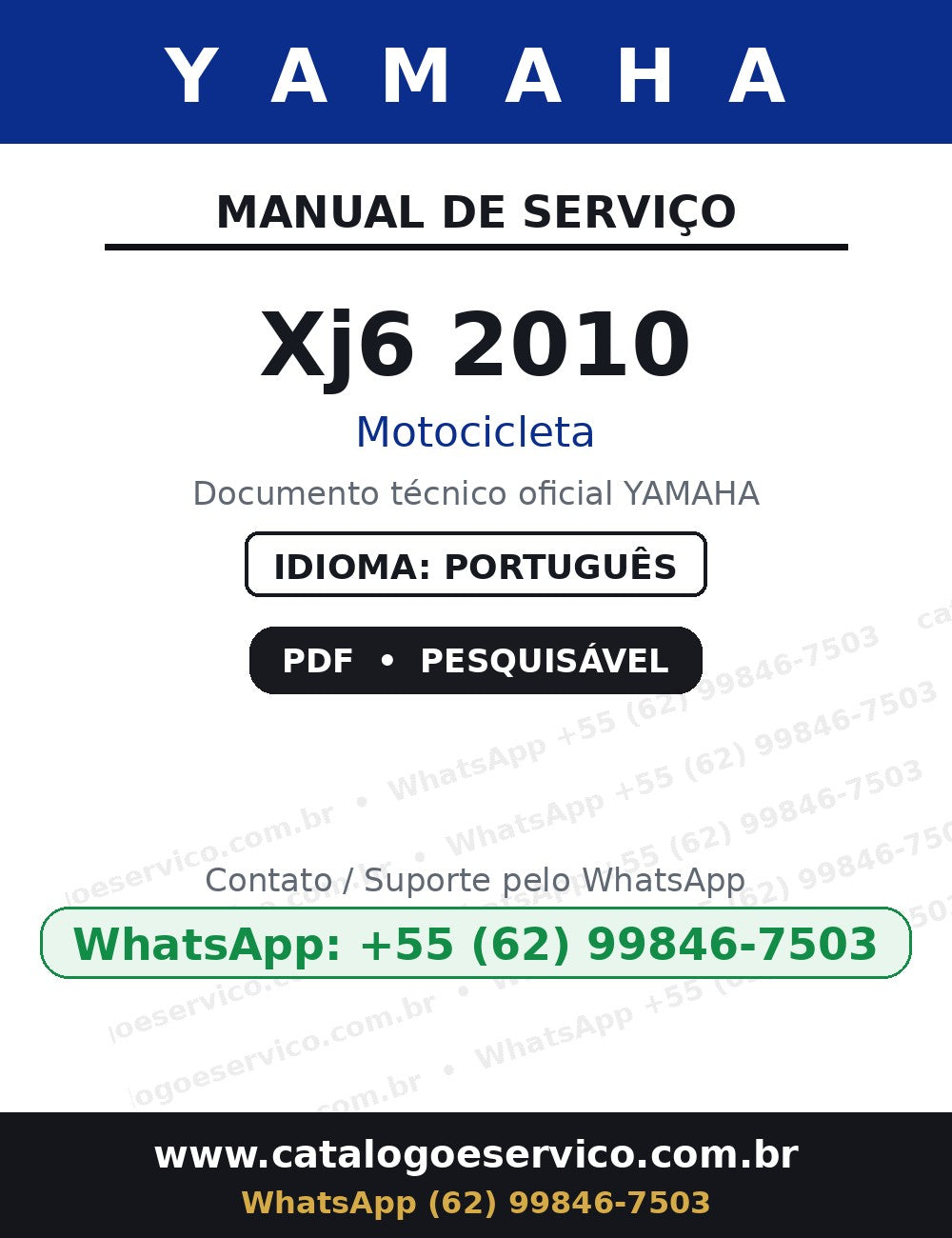 Manual De Serviço Yamaha Xj6 2010 - — capa do manual de serviço