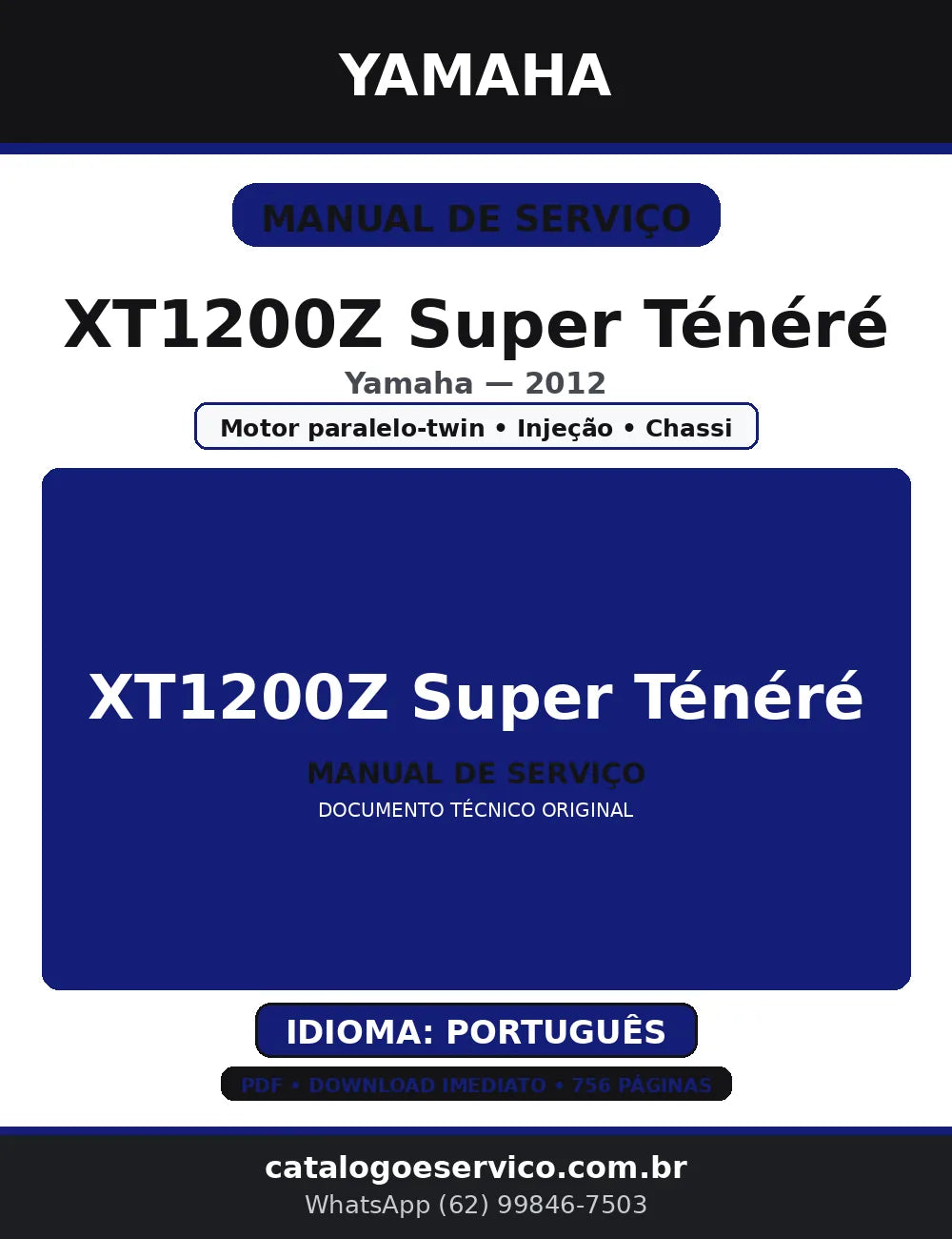 Manual de Serviço Yamaha XT1200Z Super Ténéré 2012 — Português (PDF) — capa