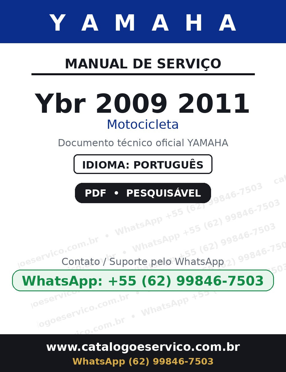 Manual De Serviço Yamaha Ybr 2009 2011 - — capa do manual de serviço