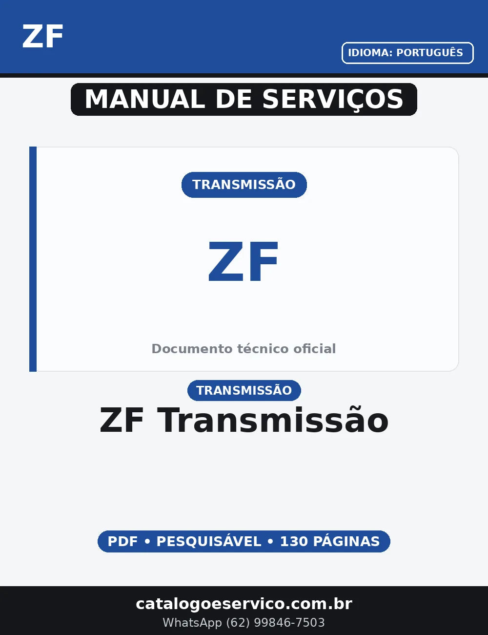 MANUAL DE SERVIÇO ZF TRANSMISSÃO — capa do manual de serviço