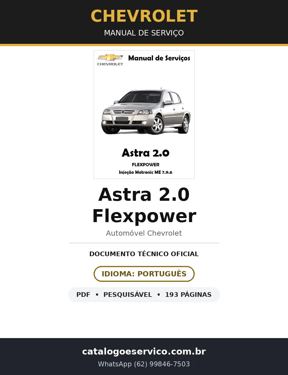 Manual de Serviço Chevrolet Astra 2.0 Flexpower (193 págs.) — capa
