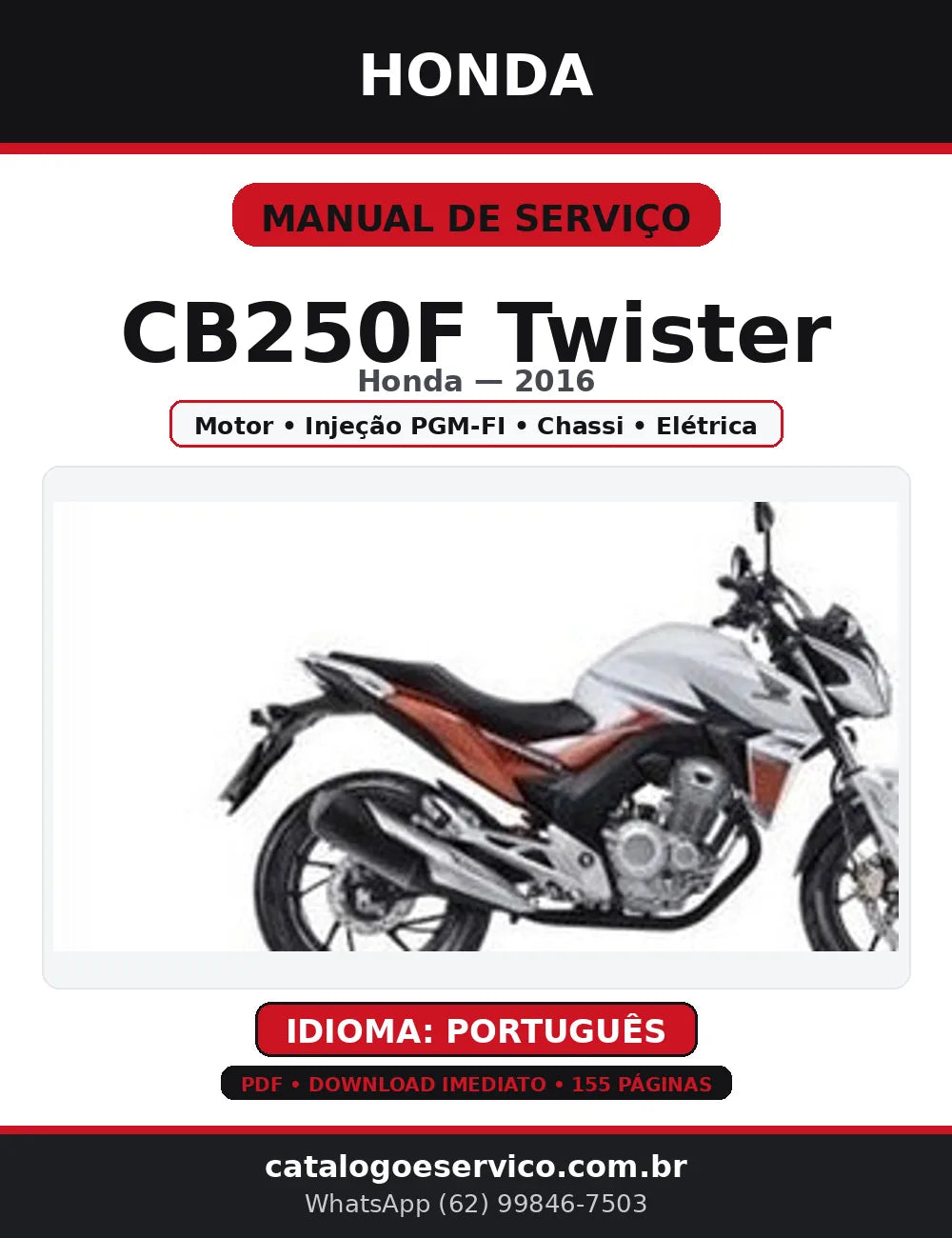 Manual de Serviço Honda CB250F Twister 2016 — Português (PDF) — capa