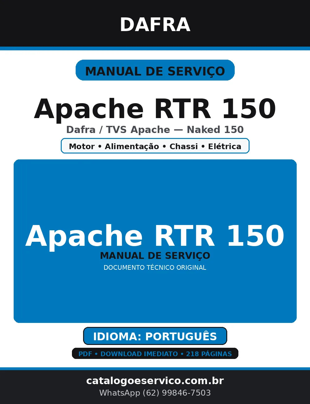 Manual de Serviço Dafra Apache RTR 150 — Português (PDF) — capa
