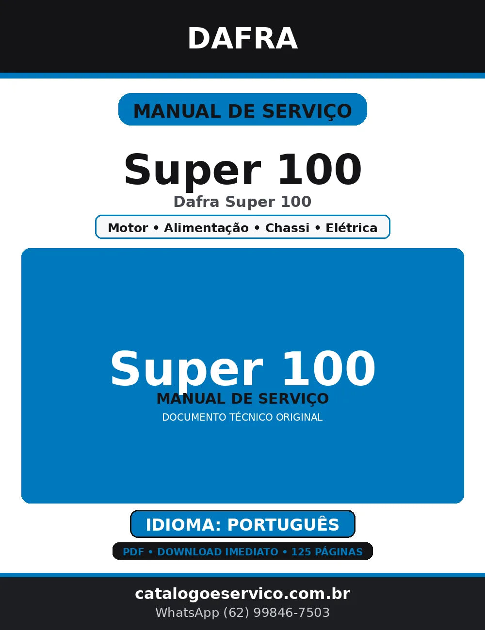 Manual de Serviço Dafra Super 100 — Português (PDF) — capa