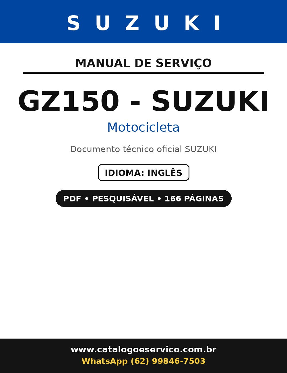 Manual De Serviços De Oficina Gz150 Suzuki