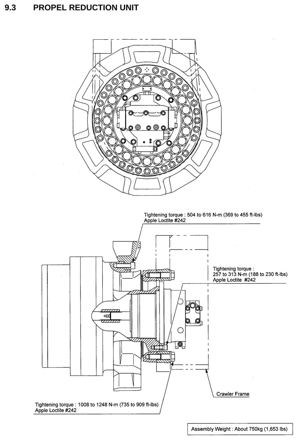Tabela de valores de ajuste e vista de componente — Kobelco CK850-II, CKE800 e CKE700