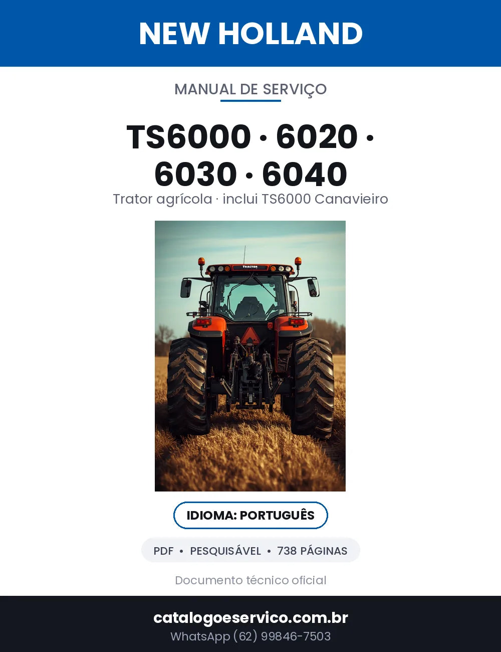 Capa — Manual de Serviço New Holland TS6000 / TS6020 / TS6030 em PDF