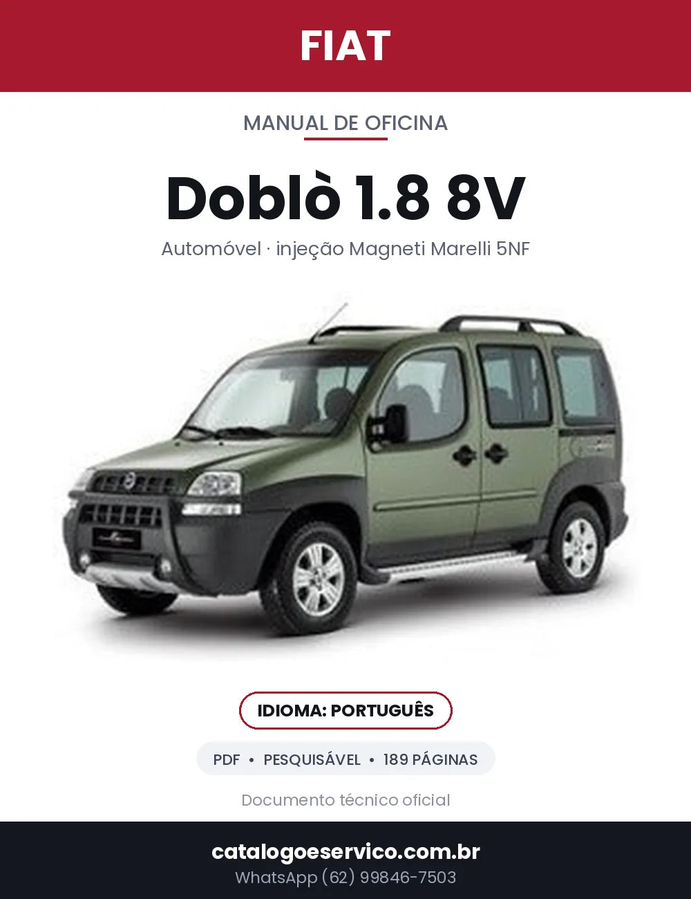 Capa — Manual de Oficina Fiat Doblò 1.8 8V / Doblò Adventure 1.8 em PDF