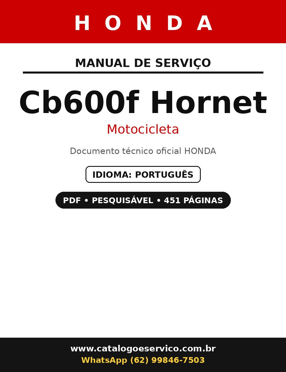 Manual De Serviços Honda Cb600f Hornet