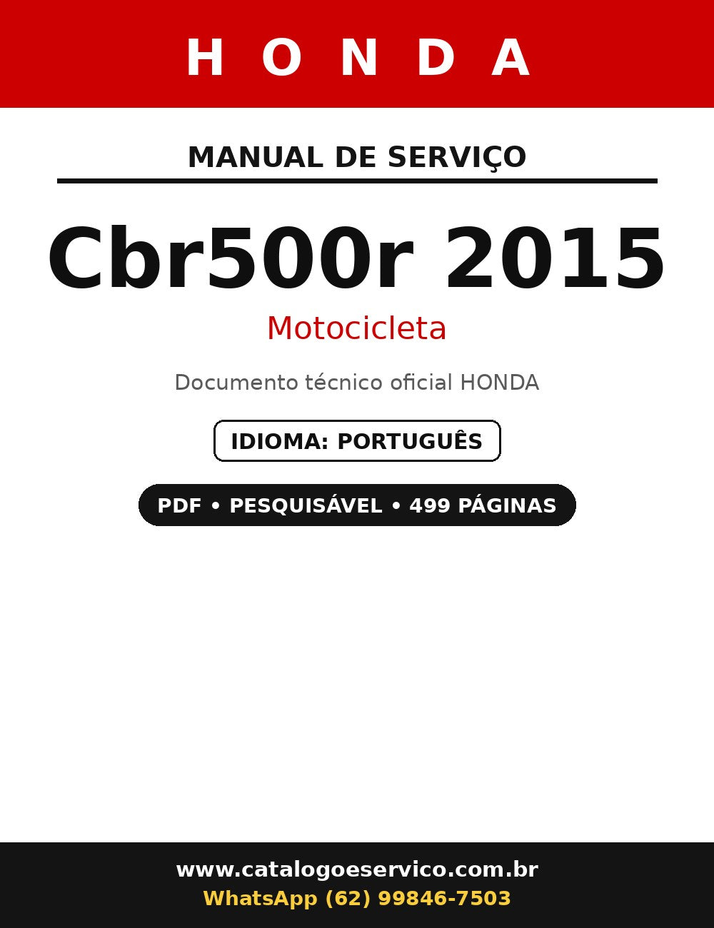Manual De Serviços Honda Cbr500r 2015