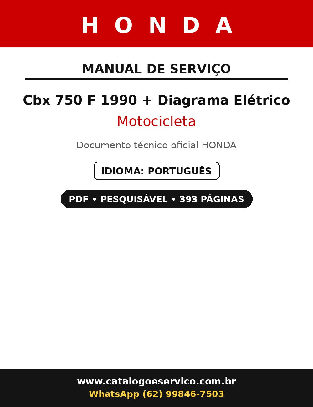 Manual De Serviços Honda Cbx 750 F 1990 Diagrama Elétrico