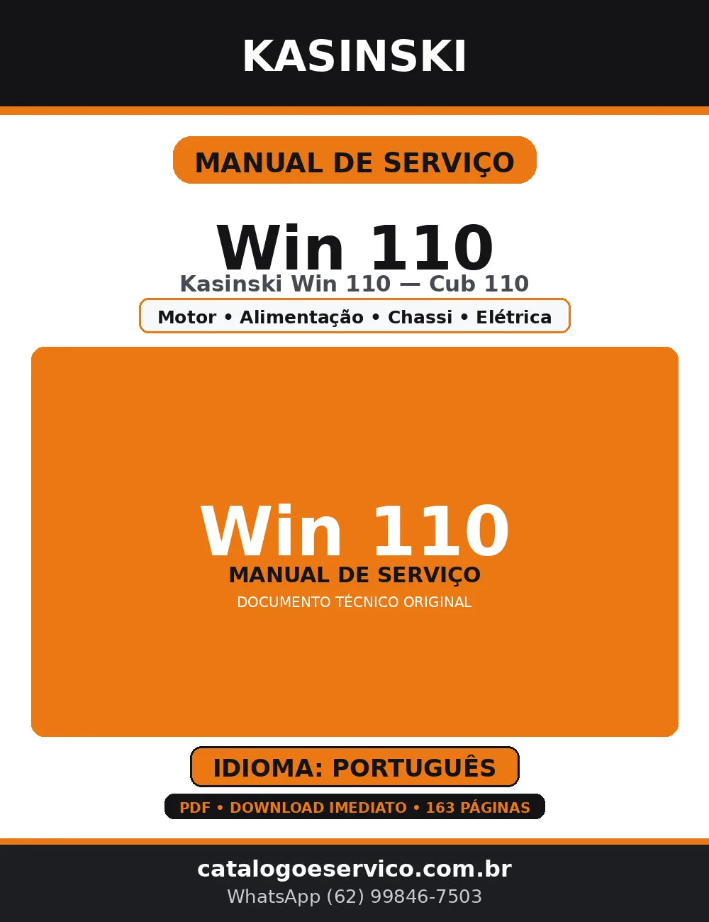 Manual de Serviço Kasinski Win 110 — Português (PDF) — capa