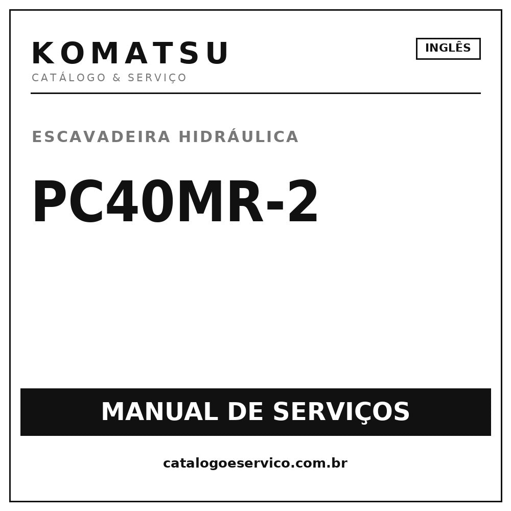 Manual De Servicos Komatsu Pc40mr-2 - Ingles