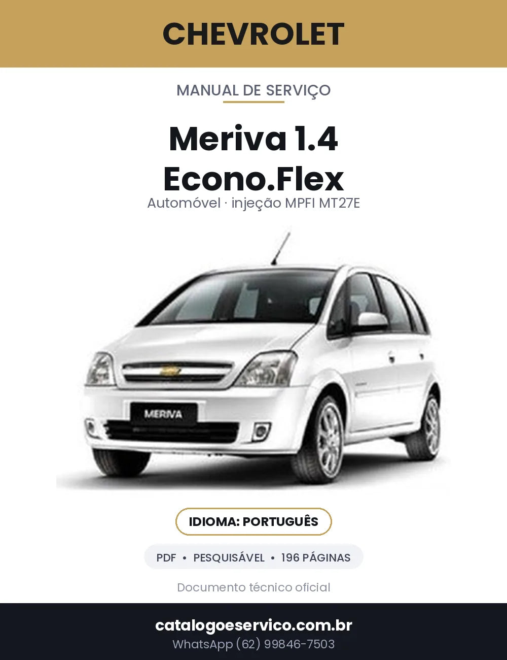 Capa — Manual de Serviço Chevrolet Meriva 1.4 Econo.Flex em PDF