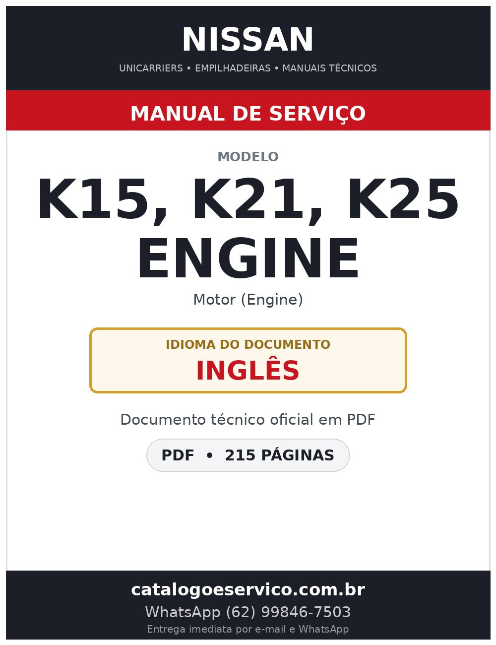 K15, K21, K25 ENGINE - Manual de Serviço Nissan