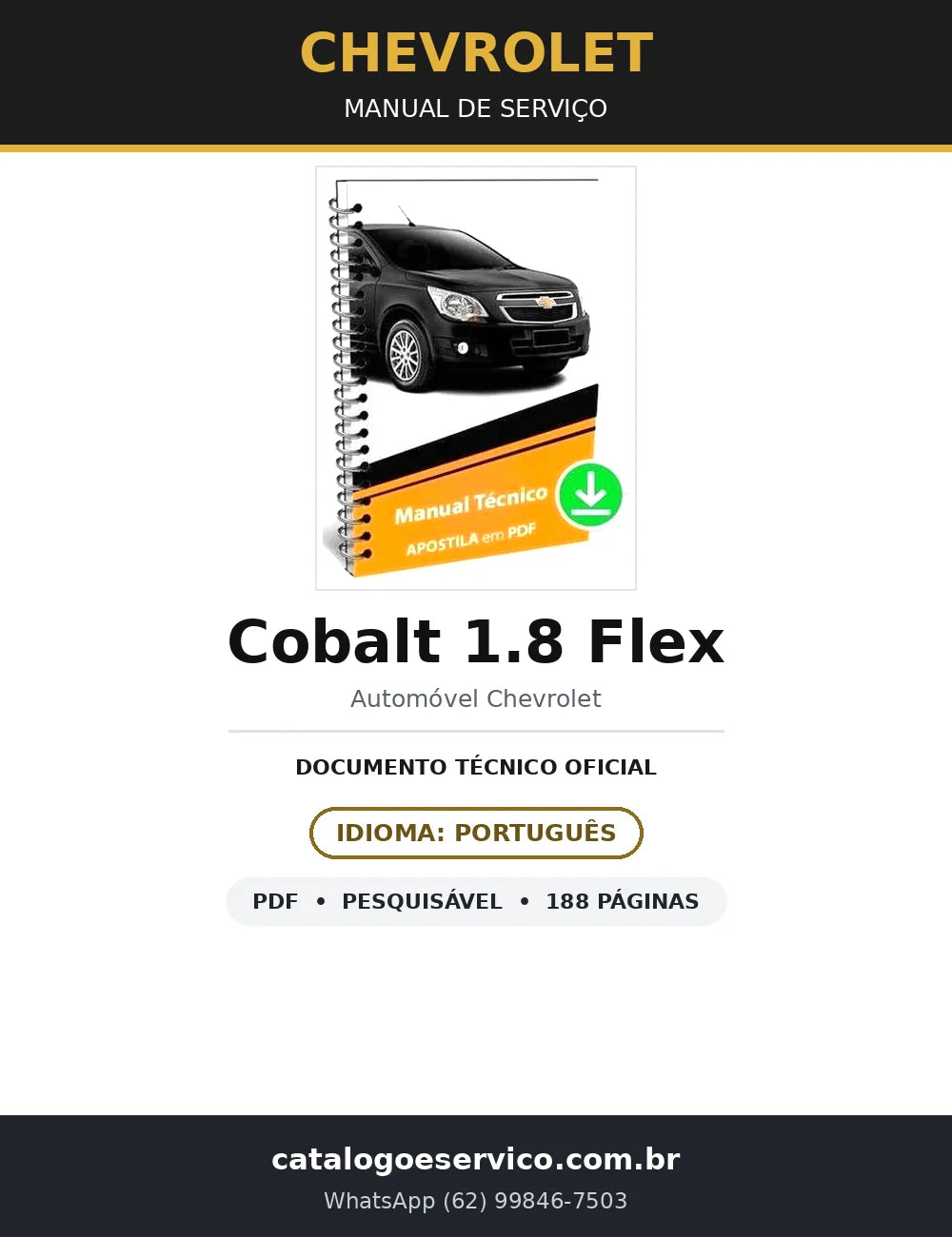 Manual de Serviço Chevrolet Cobalt 1.8 Flex (188 págs.) — capa