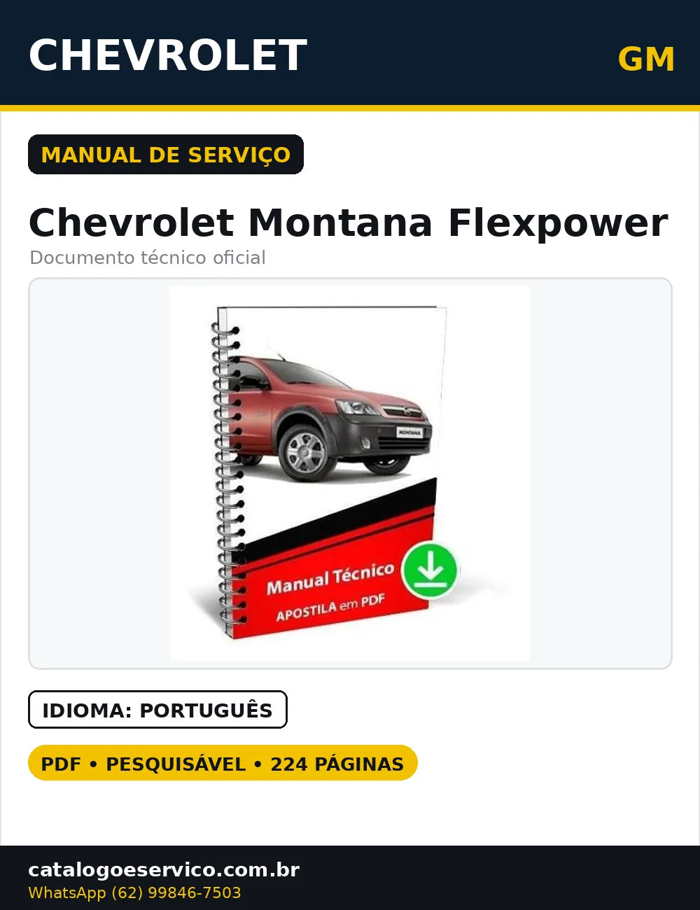 Manual De Serviços Reparação Chevrolet Montana Flexpower