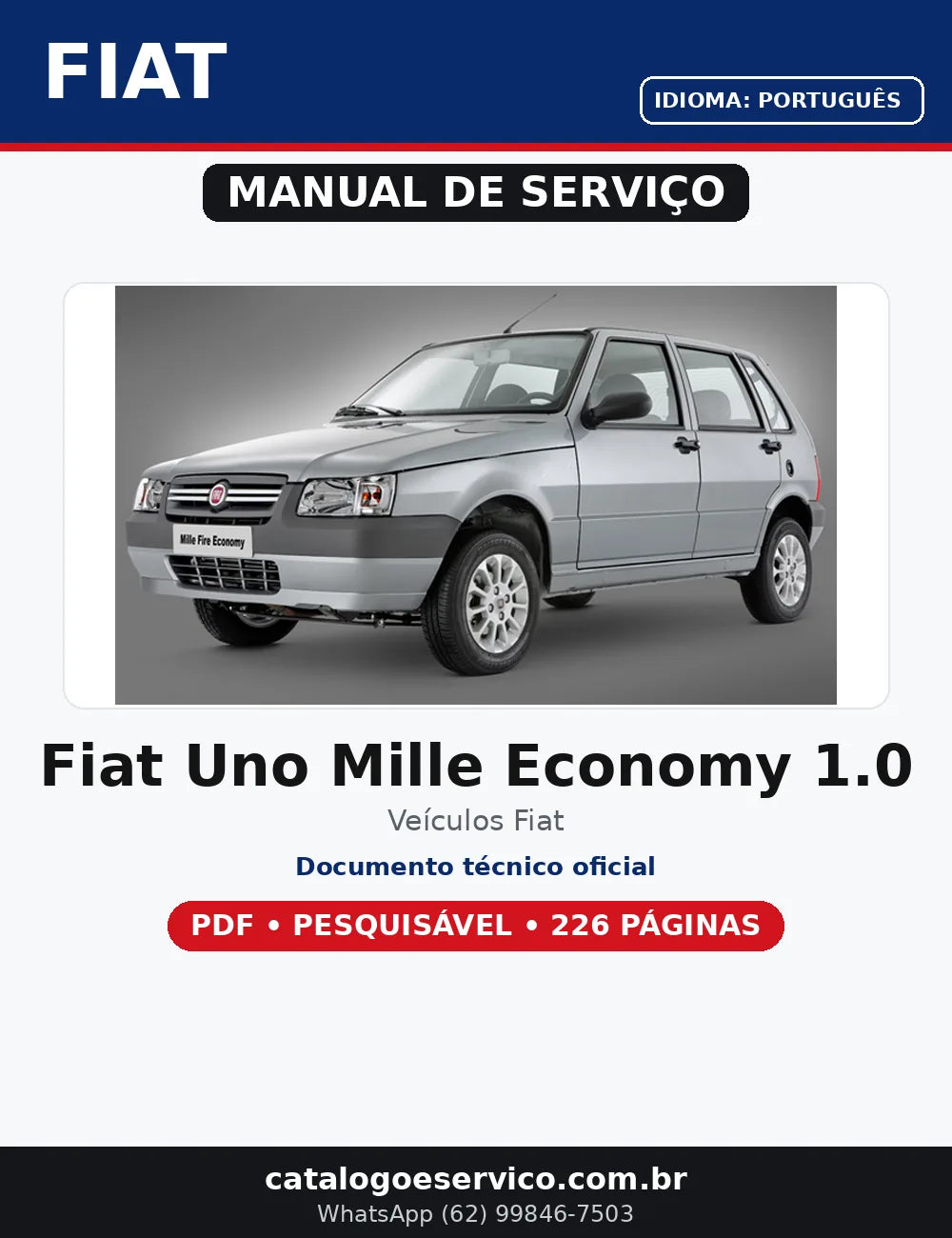 Manual De Serviços Reparação Fiat Uno Mille Economy 1.0 P