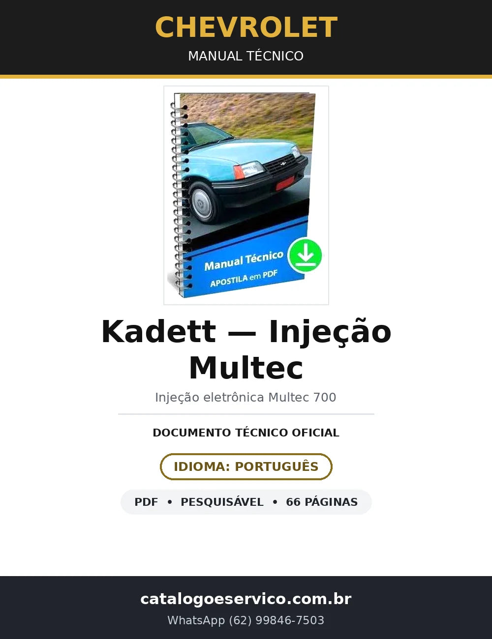 Manual Técnico Injeção Multec — Chevrolet Kadett (66 págs.) — capa
