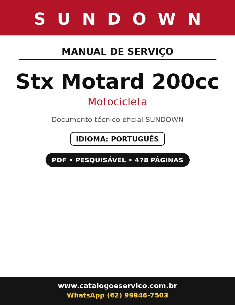 Manual De Serviços Sundown Stx Motard 200cc