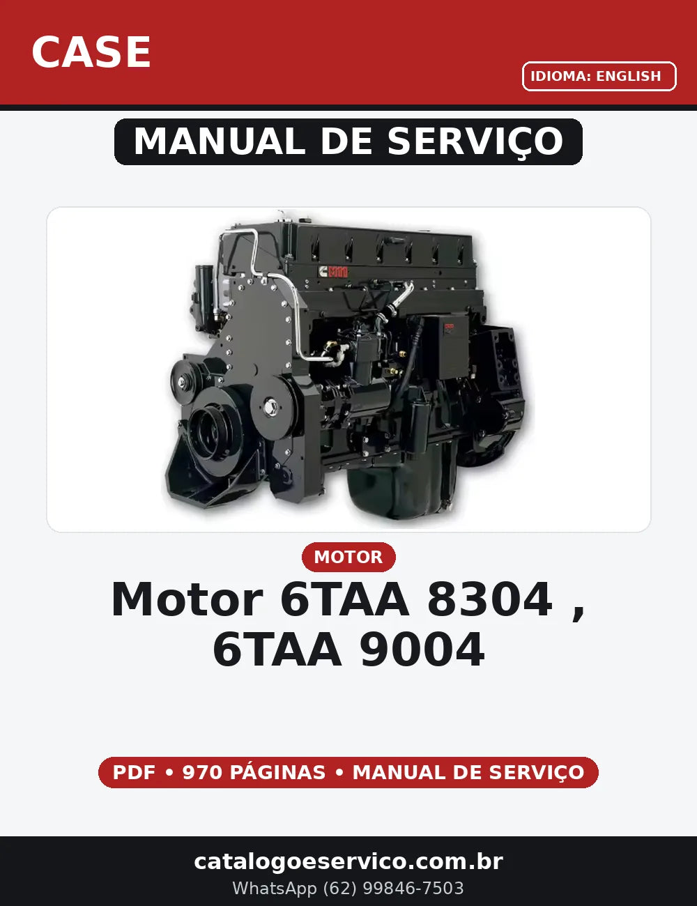 MANUAL DE SRVIÇO  MOTOR 6TAA-8304 ,  6TAA-9004 CASE — capa do manual de serviço