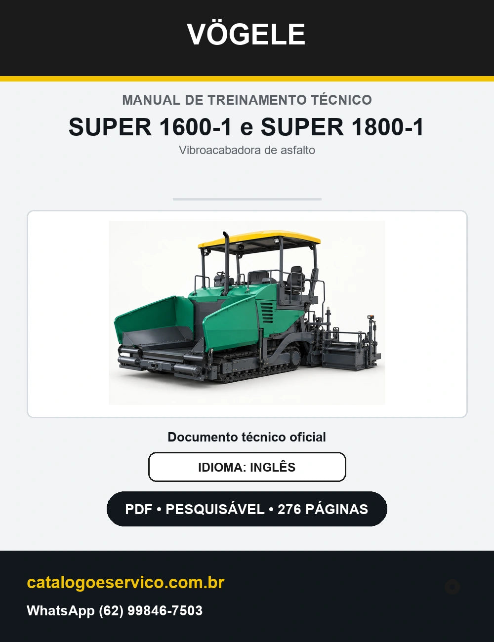 Manual de Treinamento Técnico Vögele SUPER 1600-1 e SUPER 1800-1 — capa