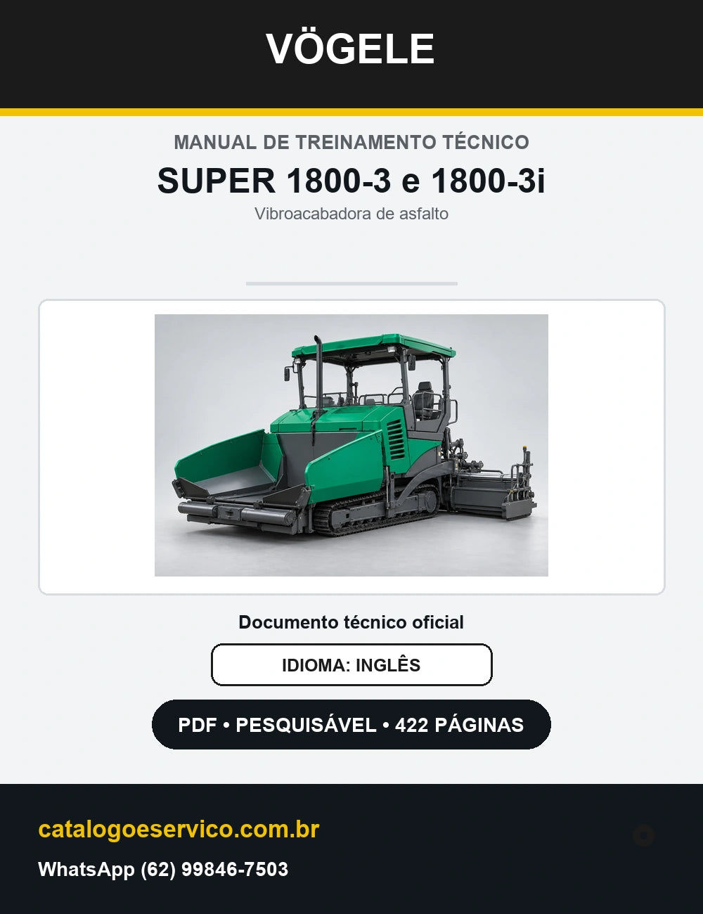 Manual de Treinamento Técnico Vögele SUPER 1800-3 e 1800-3i — capa