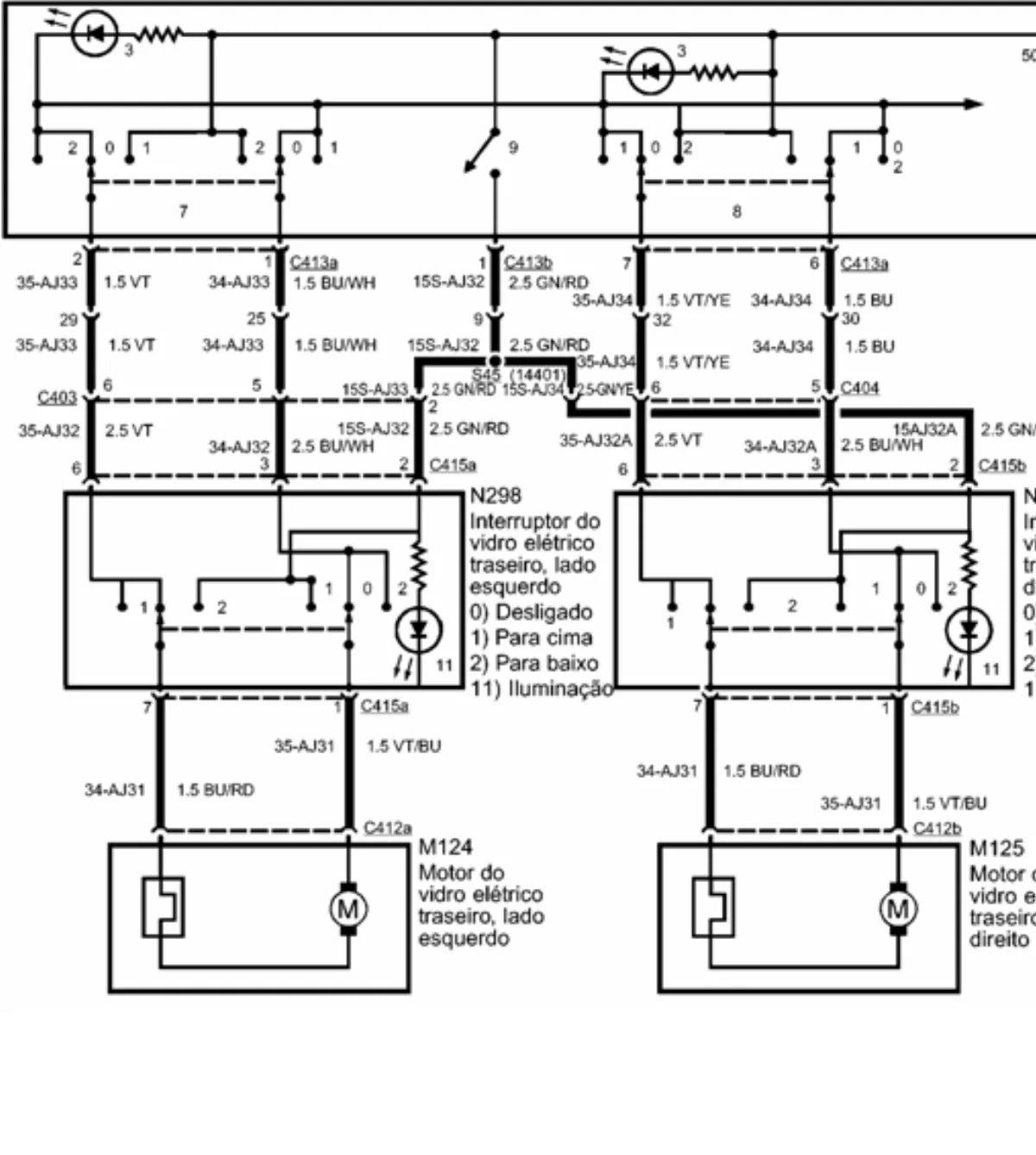 FORD EcoSport e Fiesta — diagrama — página interna do esquema elétrico