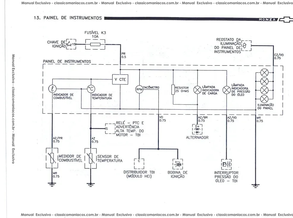 Página interna 1 — Esquema Elétrico Chevrolet Monza