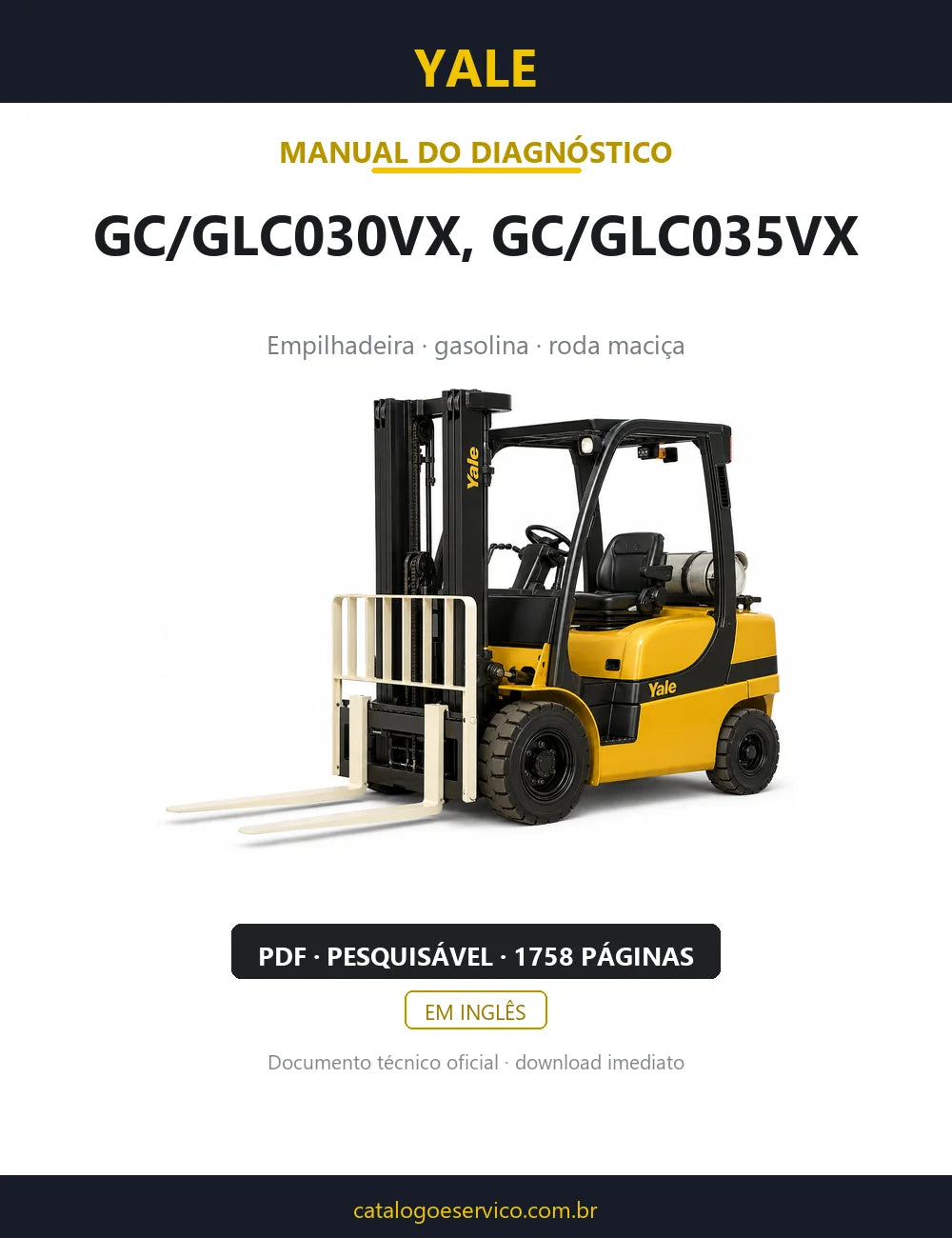Capa do Manual de Diagnóstico Yale GC/GLC030VX, GC/GLC035VX — empilhadeira, 1758 páginas em PDF